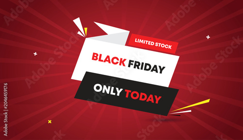 Foto black friday only today limited stock web banner vector art template design badg