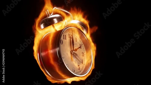 Fiery alarm clock meltdown: intense passage of time in flames