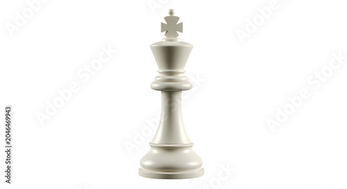 3d silver chess king piece standing alone isolated isolated on transparent background