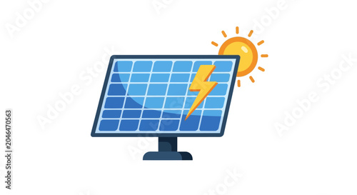Solar panel with lightning bolt graphic.