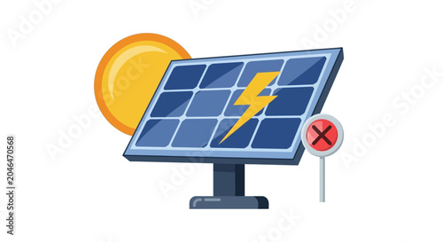 Solar panel with lightning strike forbidden sign.