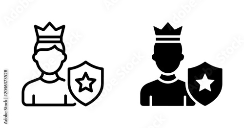 Bilde på lerret King Icon with Shield, Royalty Symbol Vector Set, Royal Protection Graphic, Lead