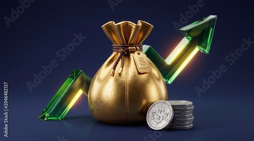 Financial Growth, Investment Success and Rising Profit Concept