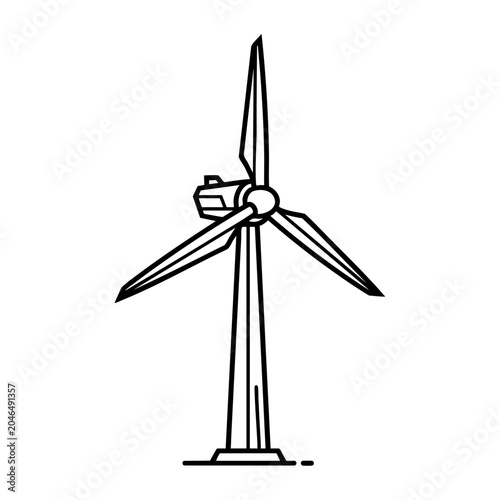 Foto Wind turbine icon with three blades on white background