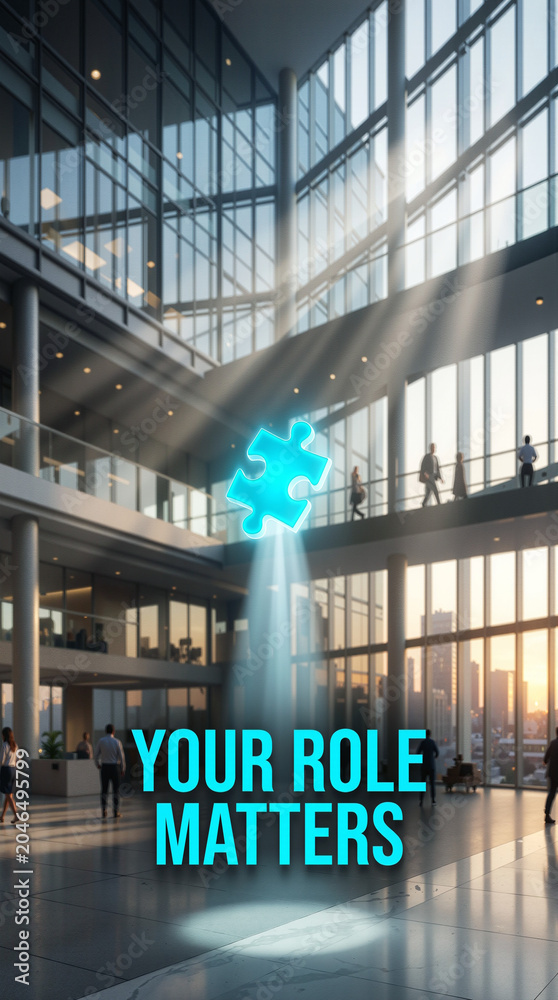 Obraz premium Inspirational office interior, modern corporate space, business environment, motivational decor