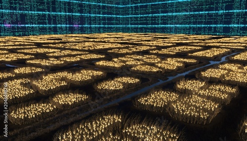 Rows of Potatoes Growing in a Rural Farm Field Under a Blue Sky