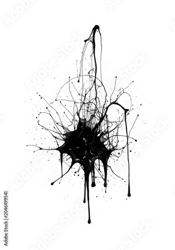 abstract ink splatter resembling a neuron or tree with intricate branches