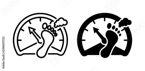 Canvastavla Footprint Gauge Icon Set: Carbon Footprint Meter, Environmental Impact Indicator