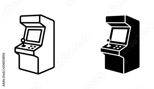 Canvastavla Retro Arcade Machine Icons, Vintage Game Cabinet Vector Graphics, Classic Entert
