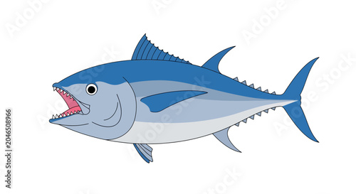 Canvas-taulu Aggressive Bluefin Tuna Fish Open Mouth Showing Teeth