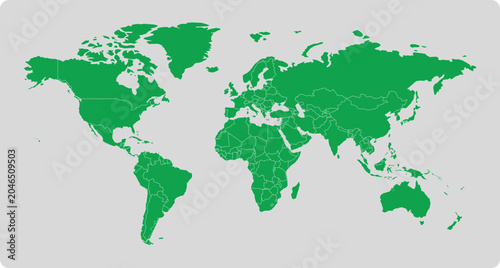 Vászonkép Modern World Map Atlas with detailed political country borders, suitable for ui and graphic projects