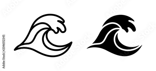 Foto Ocean Wave Icons, Sea Swell Symbol, Water Splash Graphic, Nautical Design Elemen
