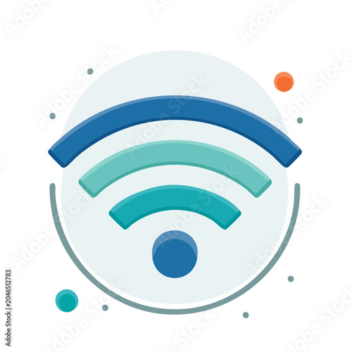 Flat design wifi symbol with blue and teal waves
