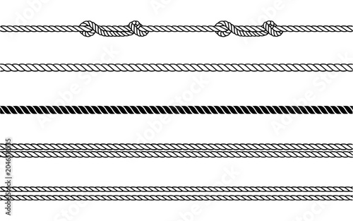 Canvastavla Rope And Knots Vector Illustration With White Background