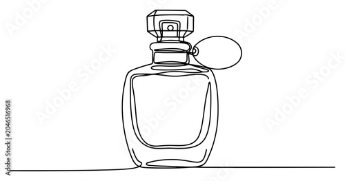 Bild auf Leinwand Perfume bottle with atomizer spray in continuous line art style