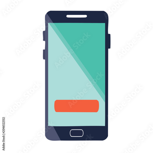 Flat design smartphone icon with orange button