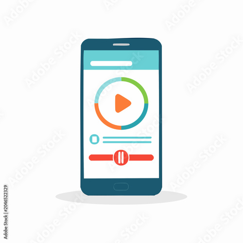 Smartphone screen with media player interface