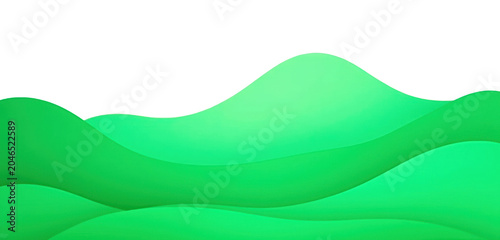 Layered green hills landscape isolated on transparent background ecology concept design