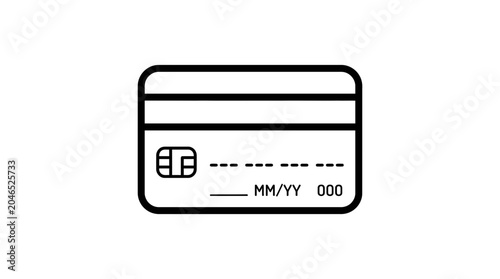 Tablou pe pânză Credit Card Icon - Simple Line Art Vector Illustration