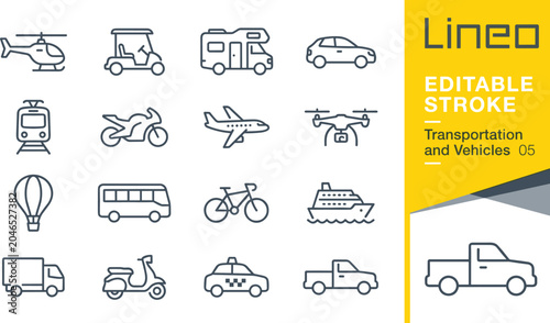 Quadro em tela A collection of line art icons featuring different modes of transportation