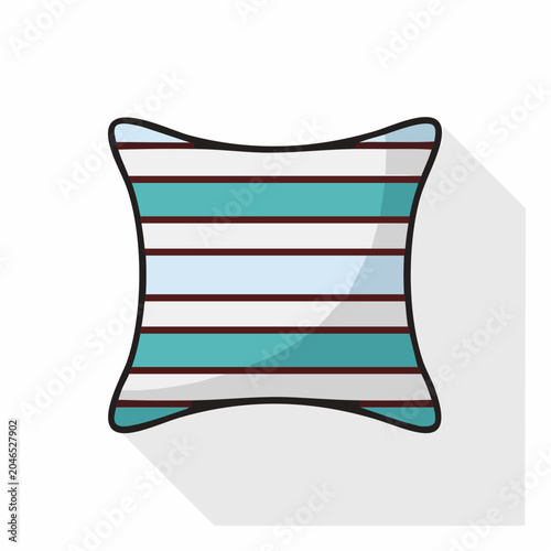 Flat design striped pillow with shadow