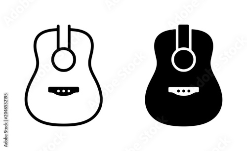 Fotografía Acoustic Guitar Icon Set, Musical Instrument Vector Graphics, Simple Outline and