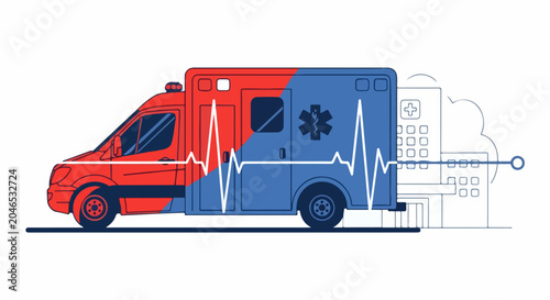 Emergency Medical Services Vehicle Illustration.