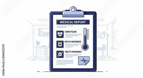 Medical Report Clipboard Illustration.