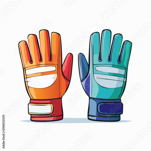 Pair of colorful goalkeeper gloves illustration