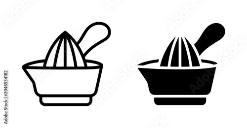Foto Citrus Juicer Icon Set, Manual Lemon Squeezer Vector Graphics, Kitchen Tool Illu