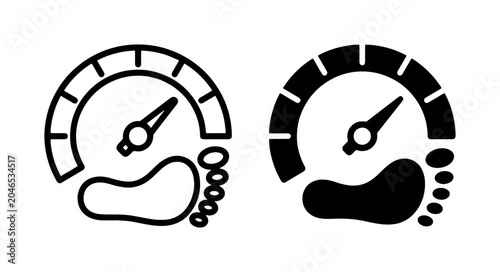 Tableau sur toile Footprint Meter Icons, Carbon Footprint Gauge Vector Set, Environmental Impact M