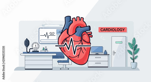 Cardiology Heart Medical Office Illustration.