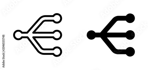 Cuadro en lienzo Branching Network Icon, Data Flow Symbol, Connection Point Vector Art, Technolog