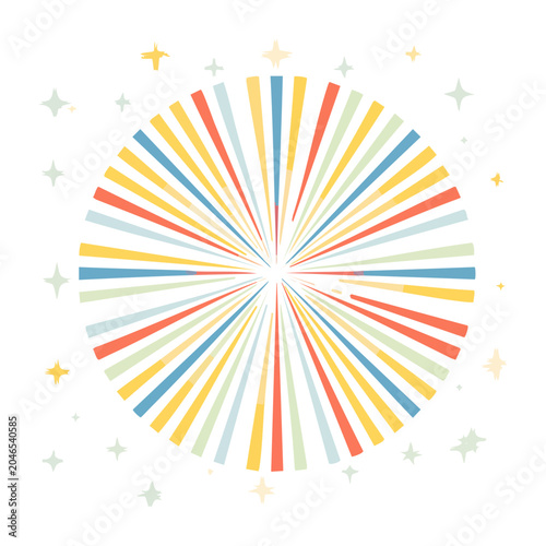 Colorful abstract burst with stars on white background