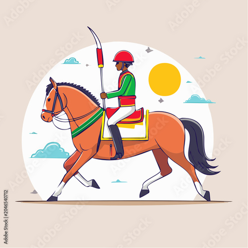 Equestrian Rider with Spear on Horseback