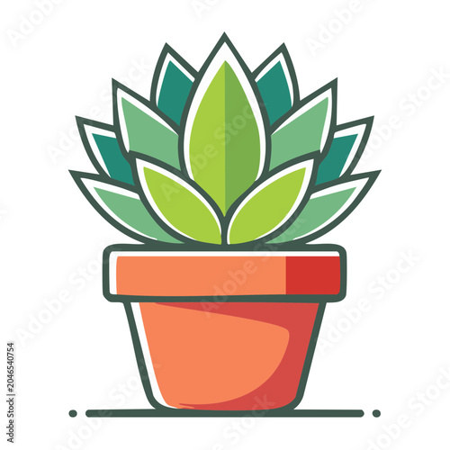 Flat design succulent plant in a pot
