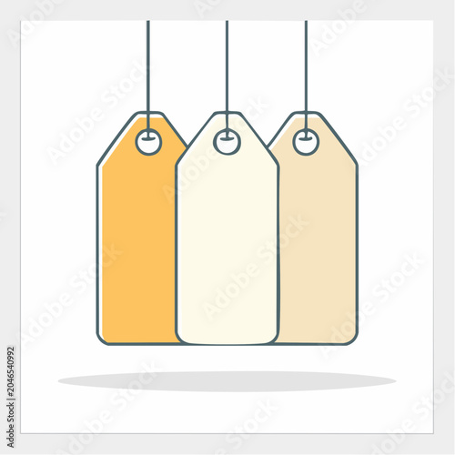 Three hanging blank tags in flat design style