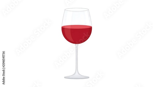 Red wine glass on white background minimalist.