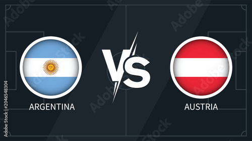 Tableau sur toile Argentina vs Austria National Football Teams Rivalry Showdown with Flags