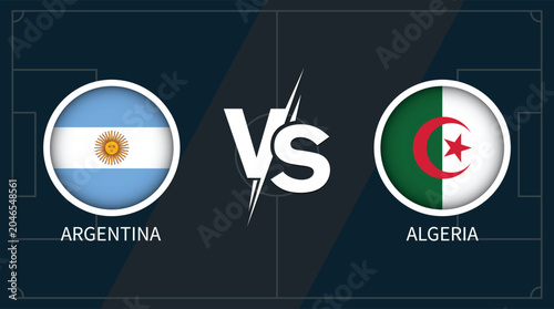 Cuadro en lienzo Argentina vs Algeria Football Matchup Graphic