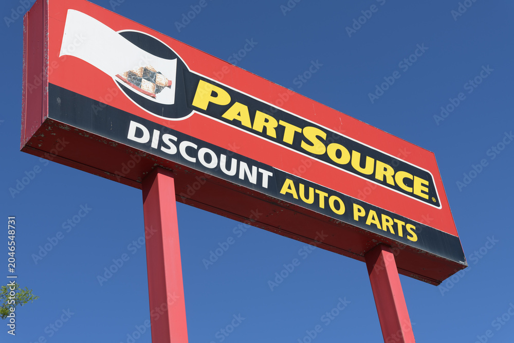 Naklejka premium exterior building and sign of PartSource, an auto parts store, located at 2211 St Clair Av W, Toronto
