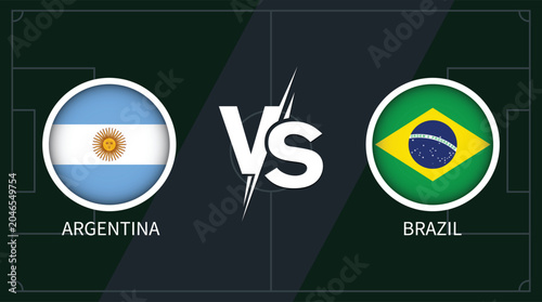 Cuadro en lienzo Argentina vs Brazil Football Matchup Flags