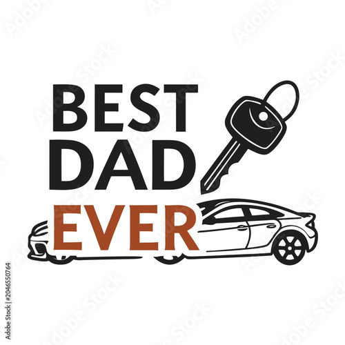 Best Dad Ever Typography Vector Bundle Set, Father's Day T-Shirt Design Collection with Car, Burger, Hat and Thumbs Up Elements