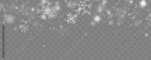 Foto Frosty snowflakes sparkle in the morning sun, drifting down in silence