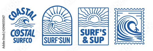 Cuadro en lienzo Tropical Surf Vector Featuring Beach Themed Phrases Coastal Surfco Surf and Sun