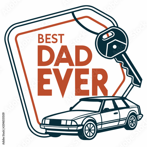 Best Dad Ever Typography Vector Bundle Set, Father's Day T-Shirt Design Collection with Car, Burger, Hat and Thumbs Up Elements