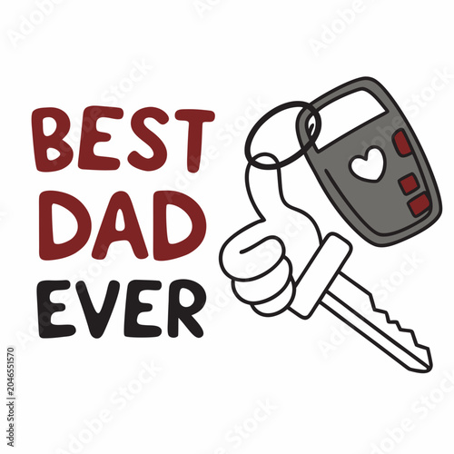 Best Dad Ever Typography Vector Bundle Set, Father's Day T-Shirt Design Collection with Car, Burger, Hat and Thumbs Up Elements
