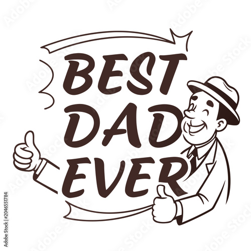 Best Dad Ever Typography Vector Bundle Set, Father's Day T-Shirt Design Collection with Car, Burger, Hat and Thumbs Up Elements