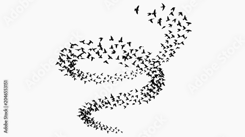 Large Flock of Birds Flying Together.