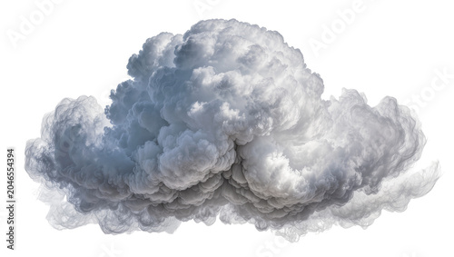 Bild auf Leinwand Isolated large textured cumulus cloud with dark blue-grey tones and detailed vol
